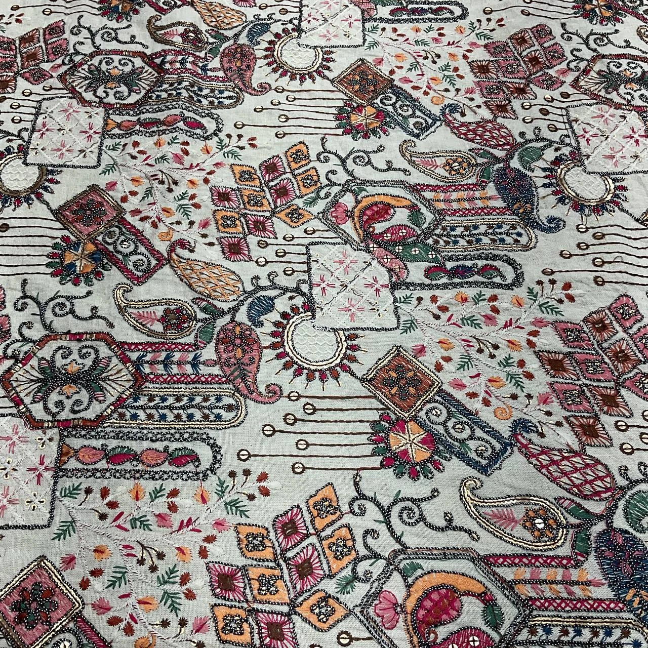 kadi cotton embroidery work with multiples thread work