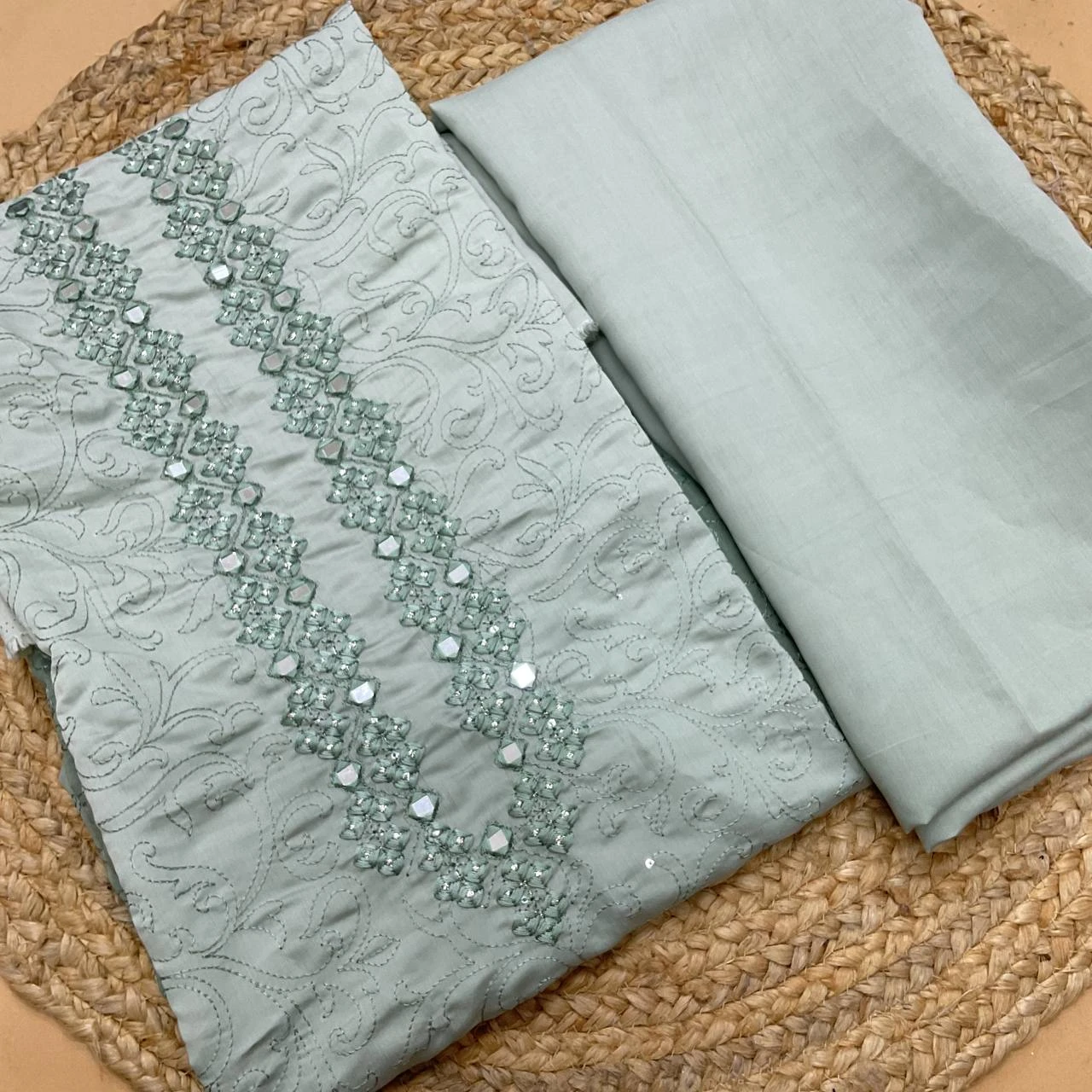 Mirror Work Embroidery Kurta Set