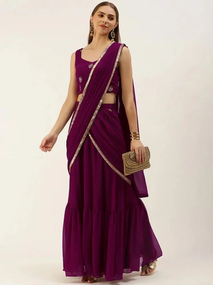 Ladies Magenta Georgette Festival Lehenga Choli