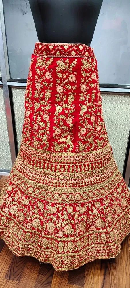 Velvet Embroidered Bridal Lehenga