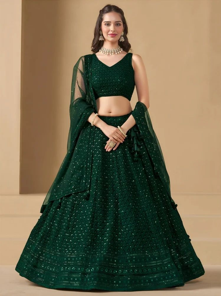 TRENDY CULTURE'S  Georgette Lehenga Choli with Resham & Sequins Work