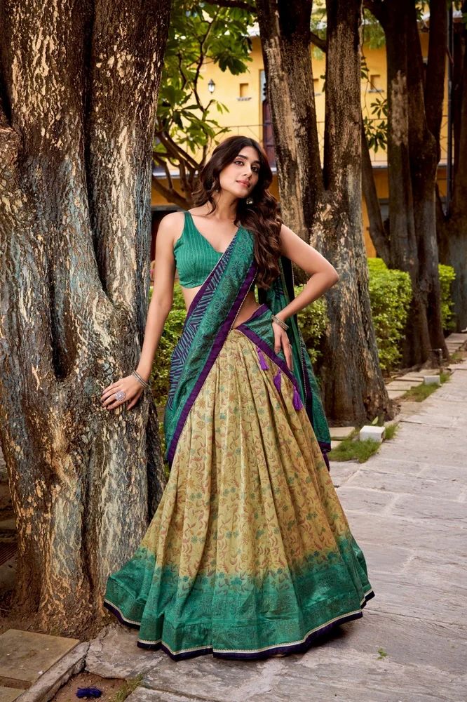 TRENDY CULTURE'S  Designer Vichitra Silk Printed Lehenga Choli