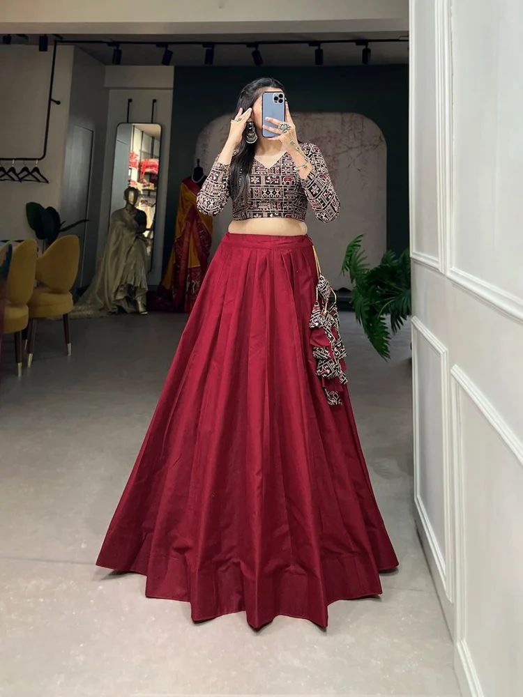 2024 Latest Up coming Festive Function Wear Fancy Cotton Lahenag Choli By Fab Zone
