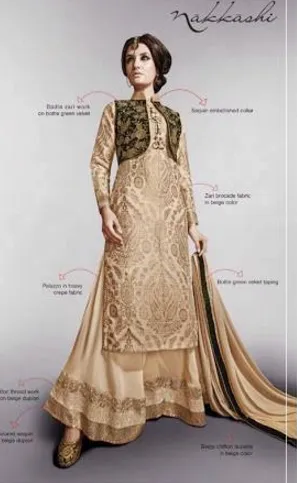 Printed Crape Sleeves D No 11013 Semi Stitched Suits