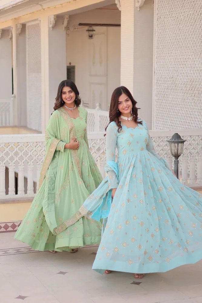 Georgette Gown With Dupatta