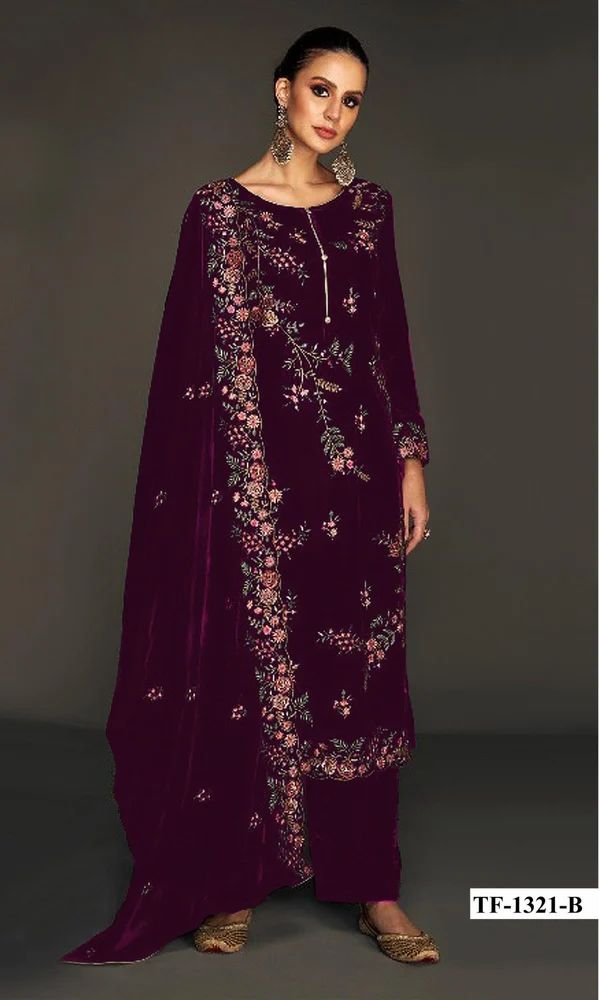 Semi Stitched Velvet Dress Material
