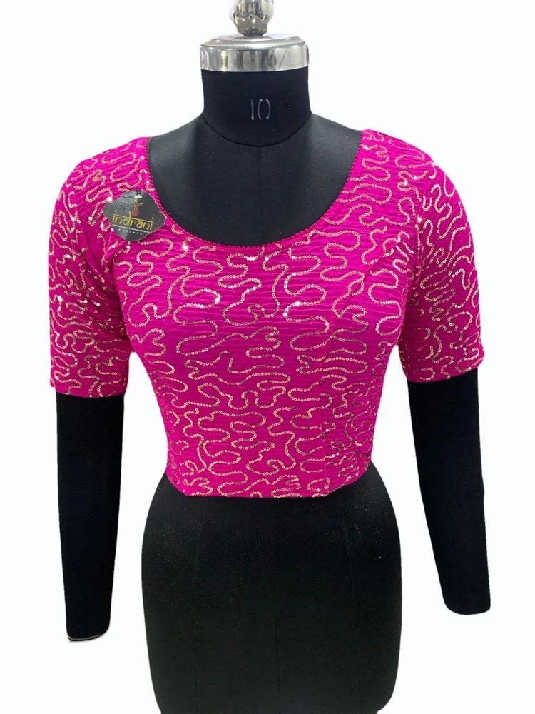 Lycra Embroidery Stretchable Blouse, Size: 36