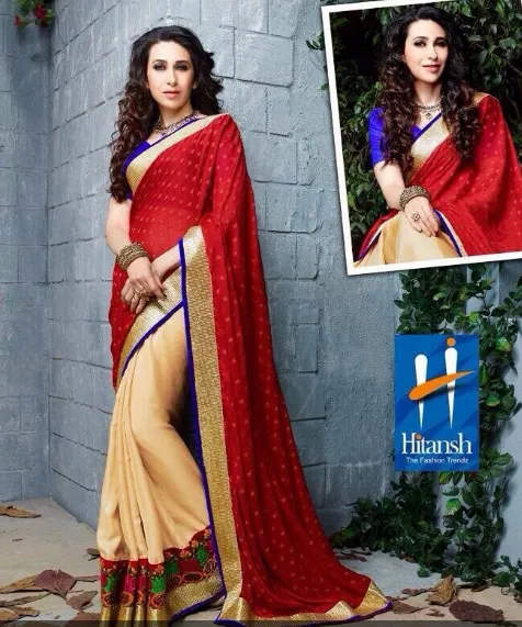 Half Georgette And Half Crepe Saree