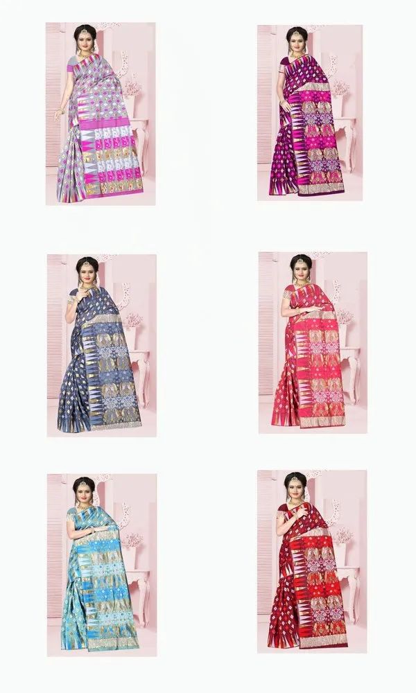 Casual Wear Multicolor Cotton Silk Sarees, 6.3 m (with blouse piece)