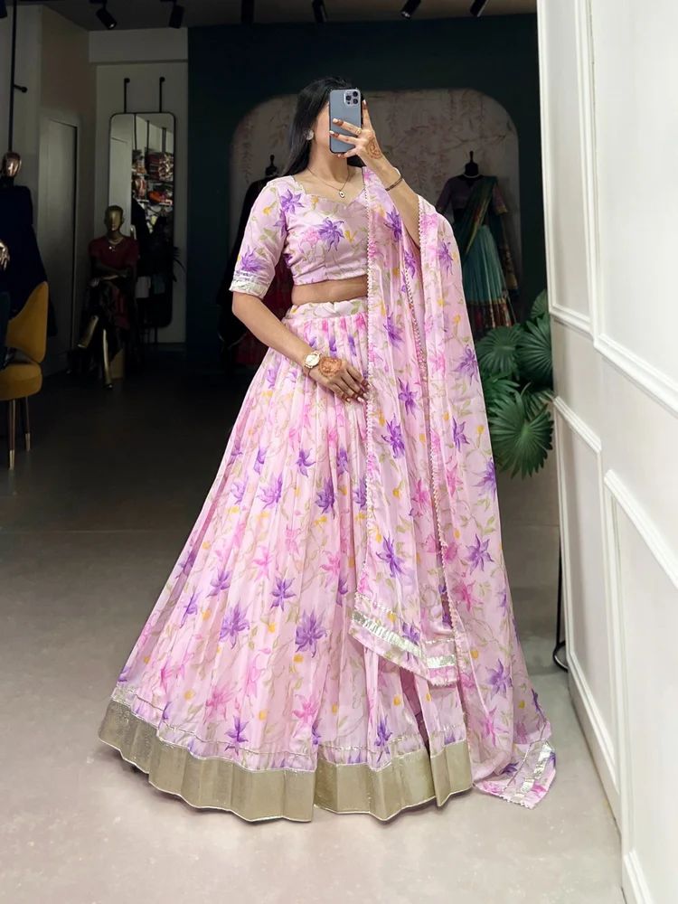 TRENDY CULTURE'S  Tabby Silk Floral Lehenga Choli