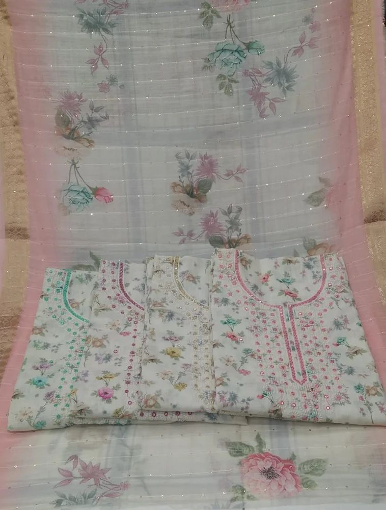 Ladies Digital Print Unstitched Linen Suit