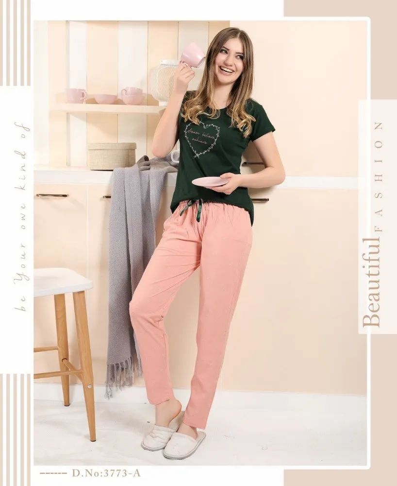 Ladies Stylish Nighty Black Pink