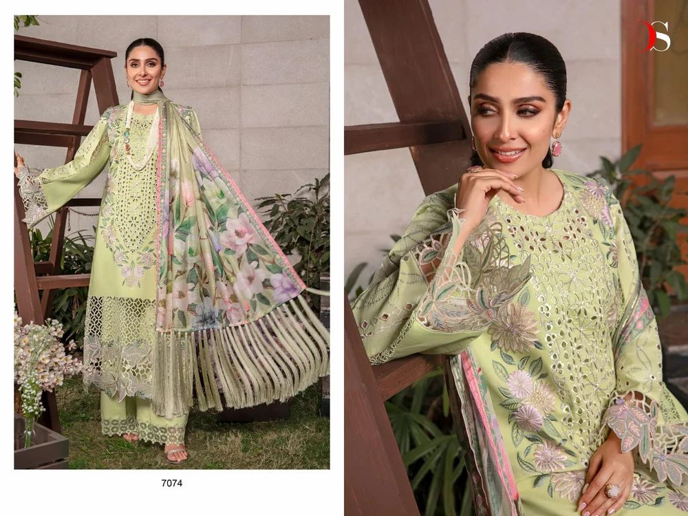 Party Wear Cotton Embroidery Palazzo Suit
