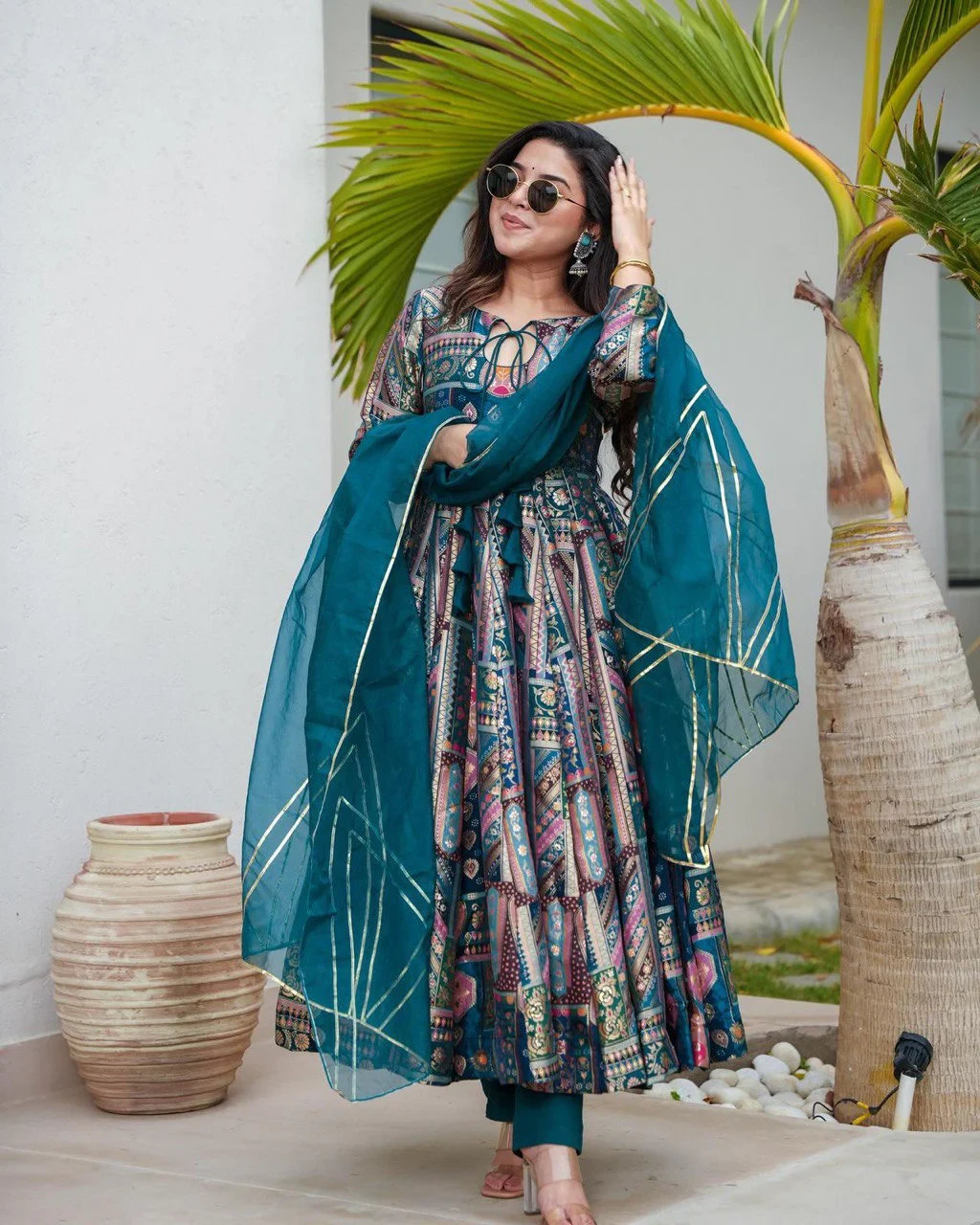 Party Wear look Designer Gown-Bottom And Dupatta