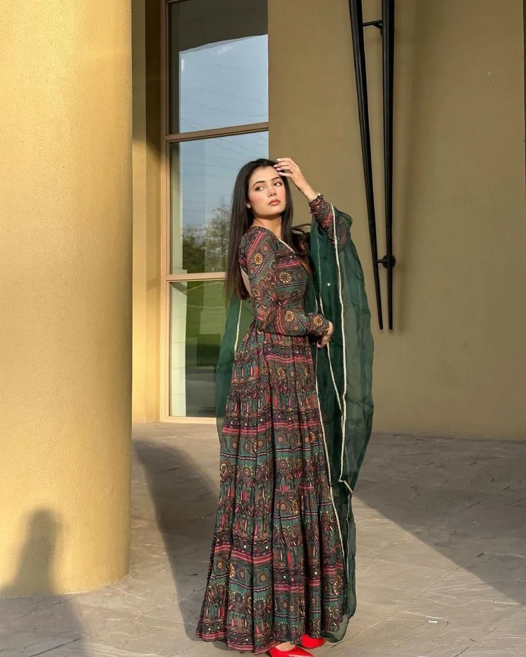 Party Wear Look Designer Anarkali Gown And Dupatta