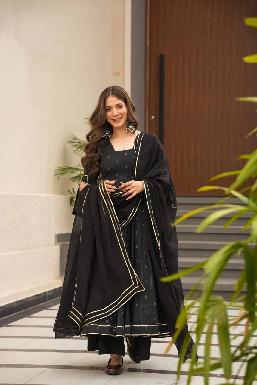 Party Wear Look Designer Anarkali Gown-Bottom And Dupatta