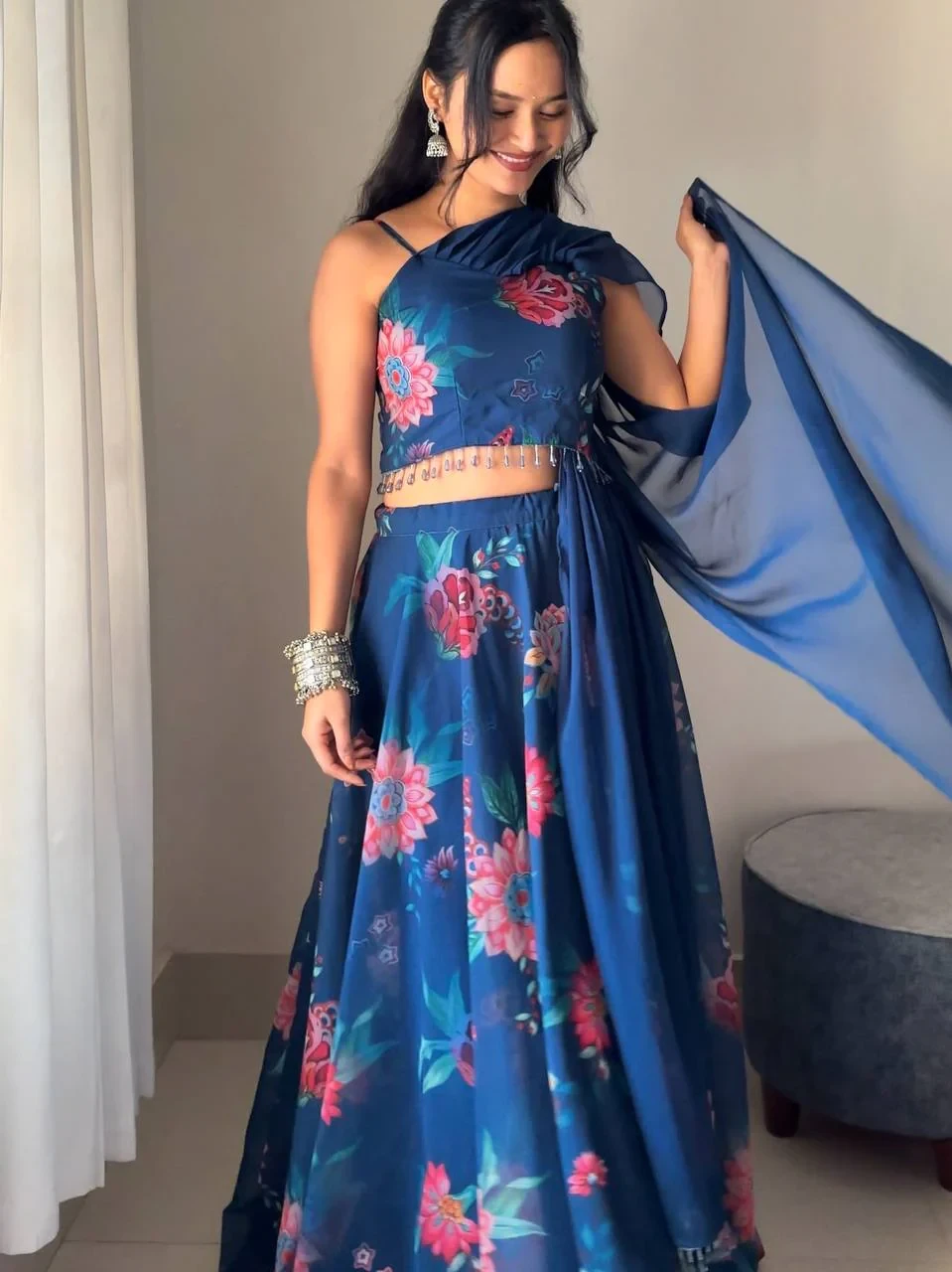 Designer Party Wear Look Lehenga Choli With Fancy Print