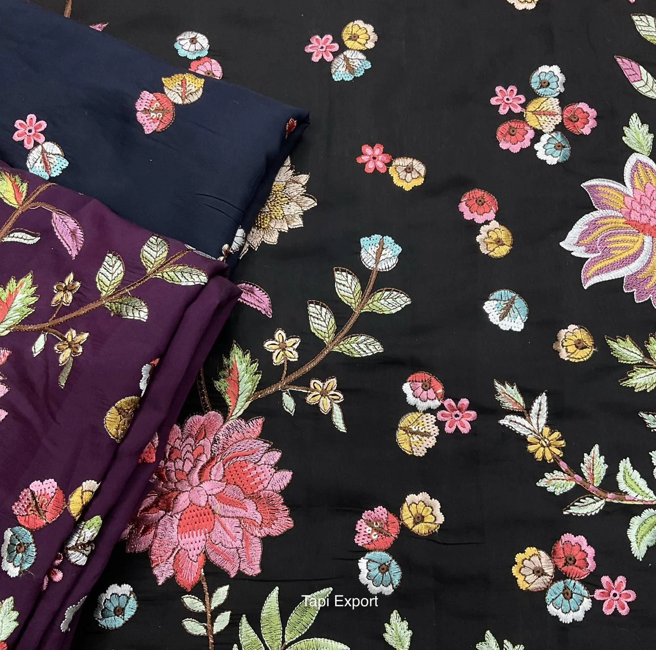 fendi silk with multiples embroidery work .