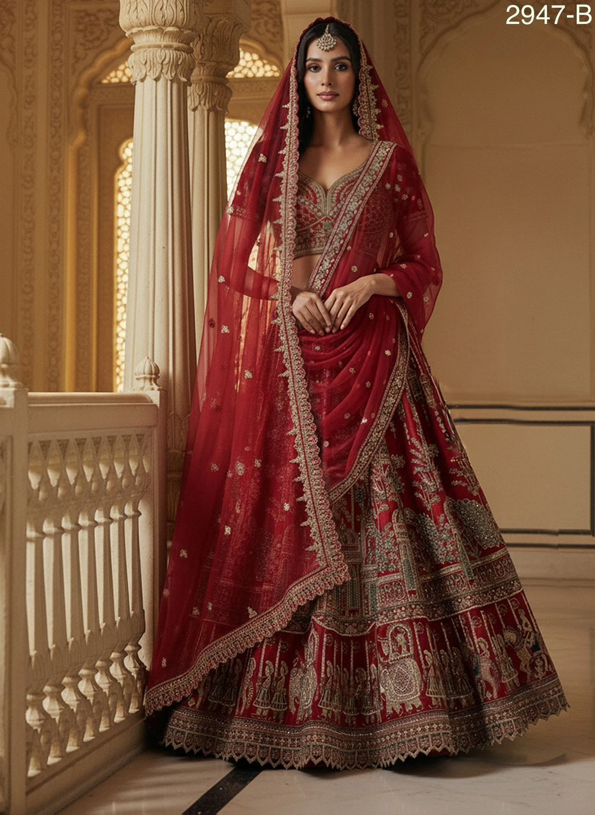 Baraat and Peacock Embroidered with Handwork Combine Bridal Lehenga Choli