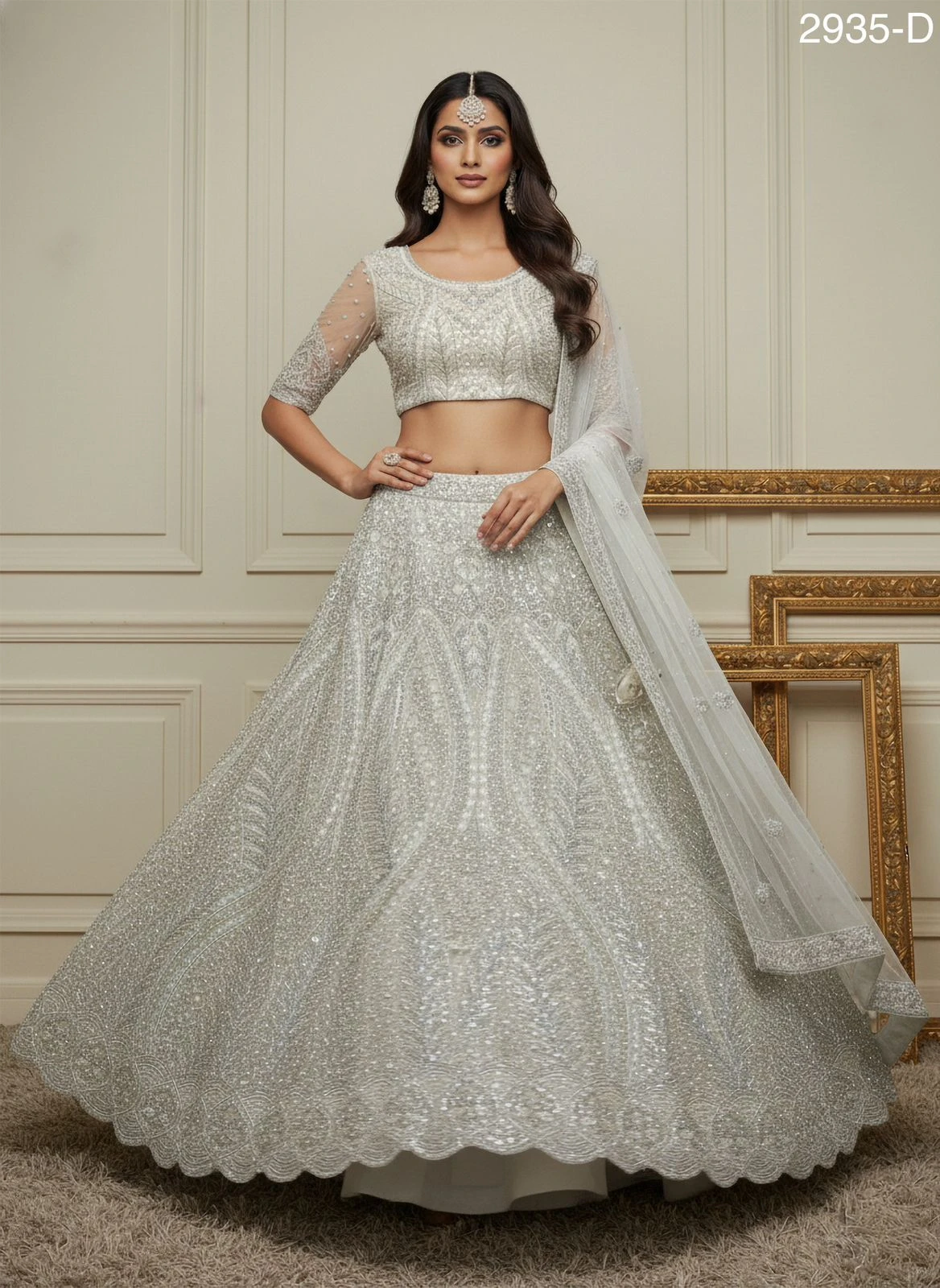 Detailed Motif work with Dori and Sequence Embroidered eye-catchy Partywear Lehengacholi