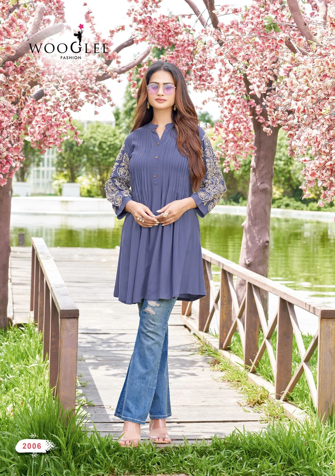 Rayon Slub Thread And Handwork Top Collection