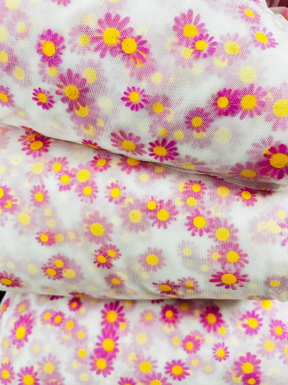 Mesh flower print fabric