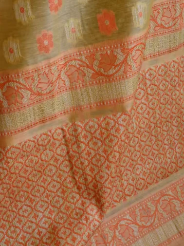 Banarasee Cotton Silk Resham Work Dupatta-Yellow
