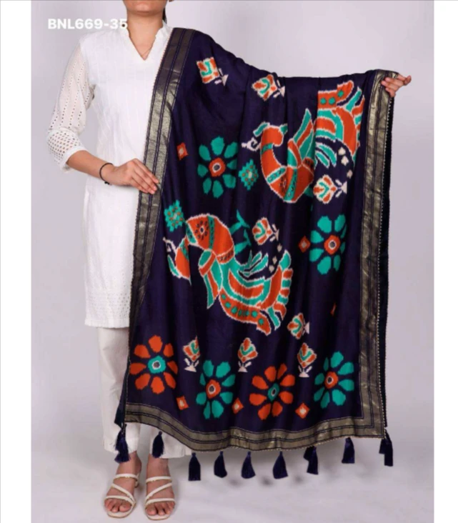 Festival Wear Tusser Silk with Printed Design & Both Side Tassels Dupatta Collection Woman