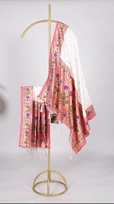 Paithani Dupatta With Weaving Zari Work with Tassels