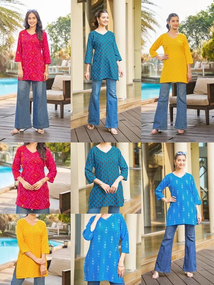 beautiful short kurti with Elegant Prints