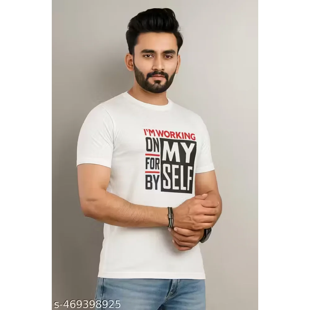 Men Lycra White T Shirts
