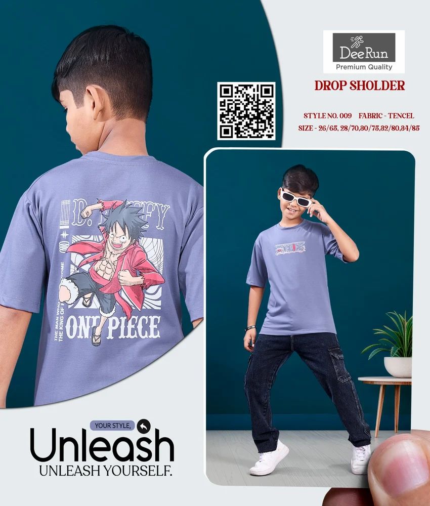 Deerun Tencel Boys Printed Downshoulder