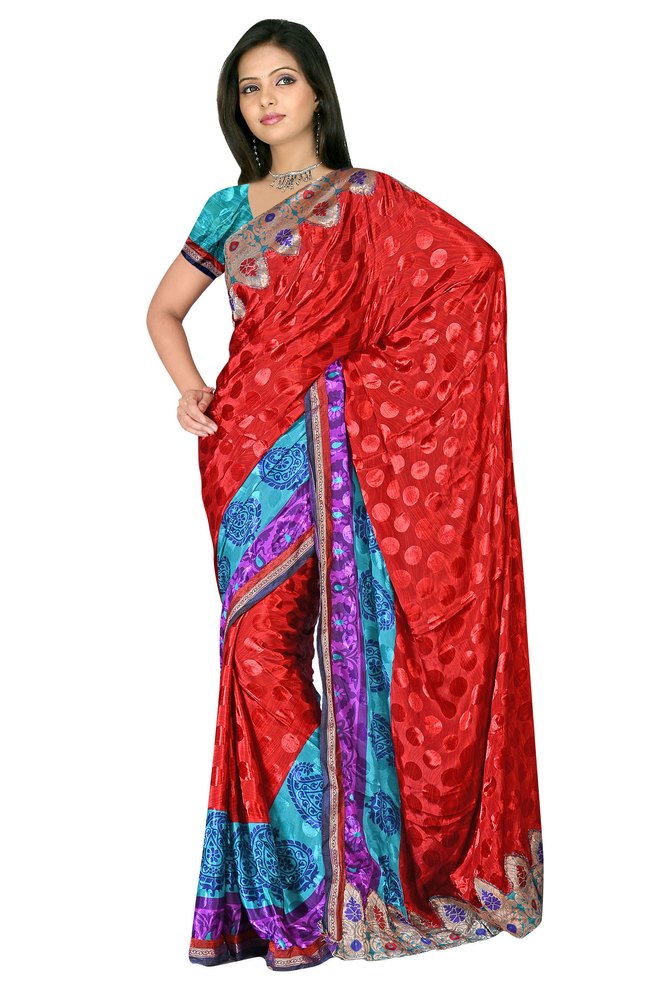 Silk Printed Saree with Attached Lace Border