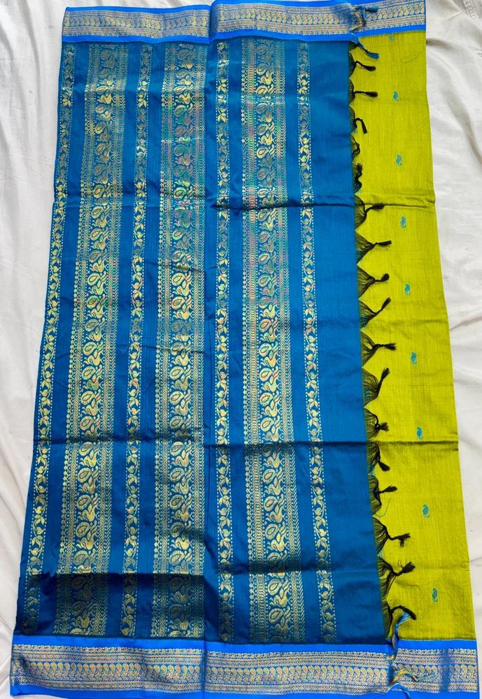 Ladies Sky Blue Gadwal Cotton Saree