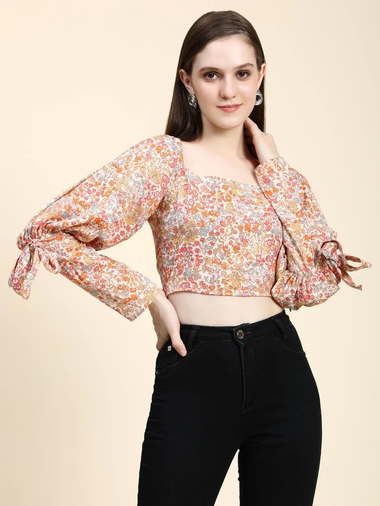 Ladies Orange Rayon Western Top
