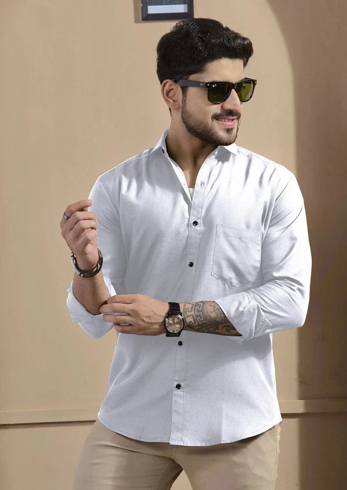 Plain Cotton Blend Mens Shirt