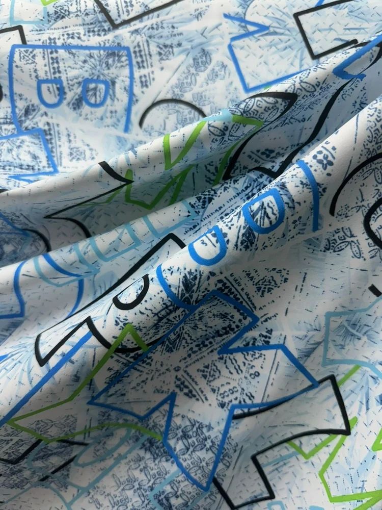 Blue Looper Knitted Printed Fabric