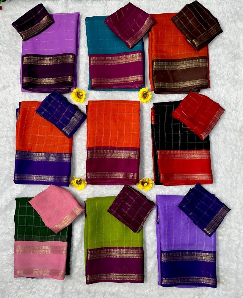 Mysore Silk chex weaving pattern Saree