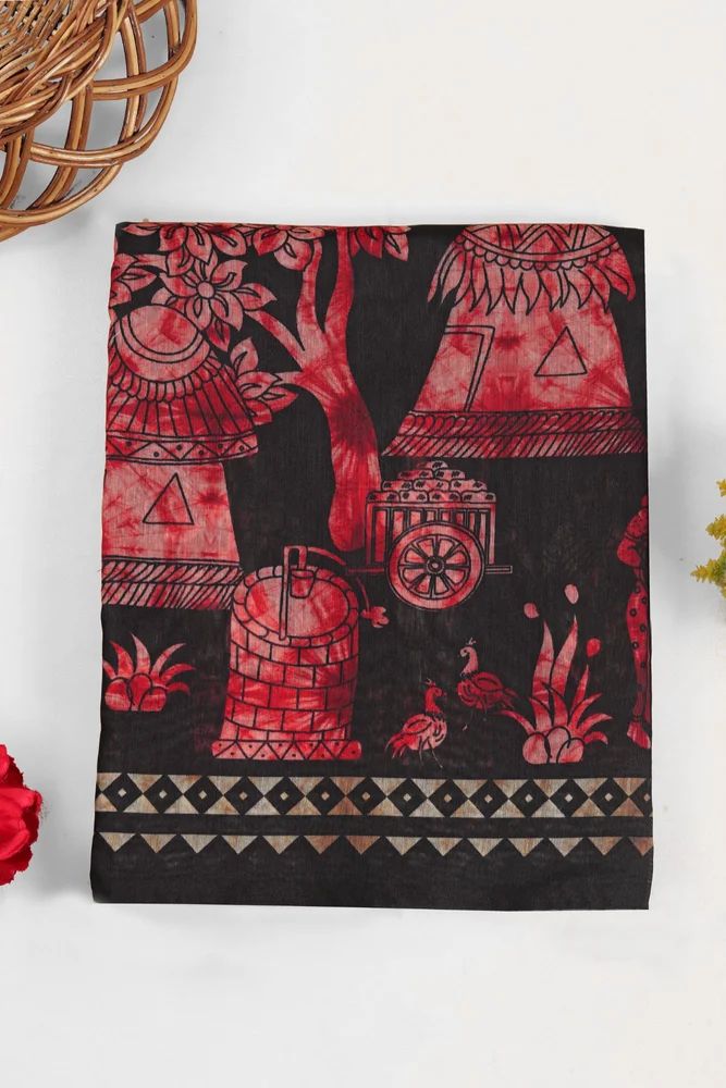 sindoori leela chanderi cotton saree