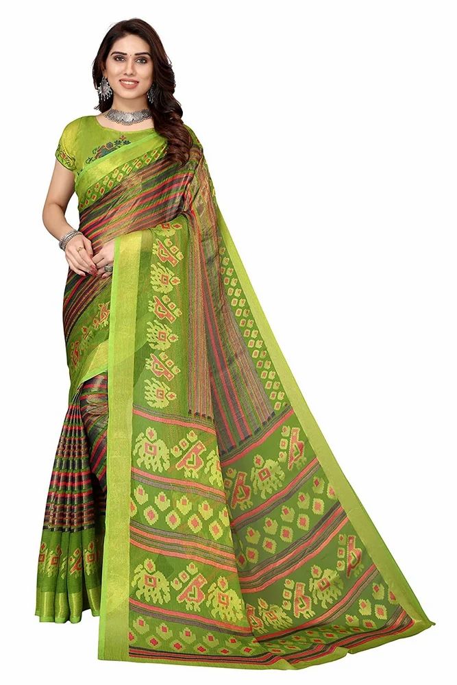 Toned Lining With Ethnic Motifs Printed Soft Chiffon Brasso Saree