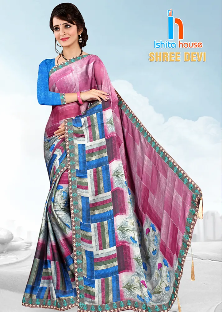 Casual Wear Digital Printed Bollywood Shridevi Print Latkan Saree, 6.3