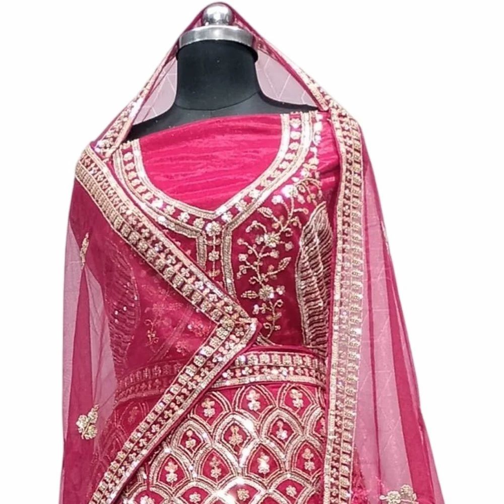 Satin Silk Embroidered Partywear Lehenga