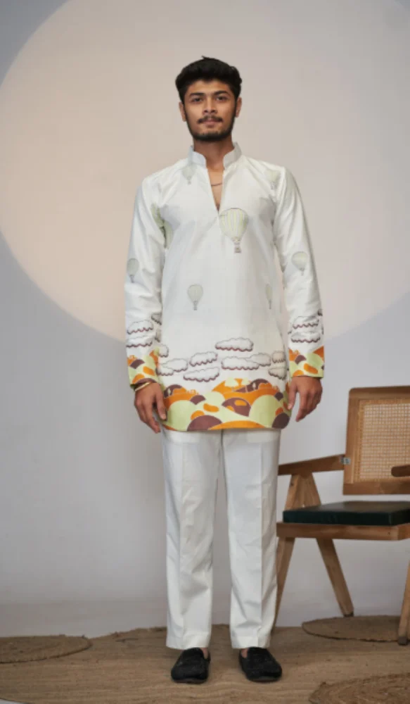 Off White Turkey Men Cotton Kurta