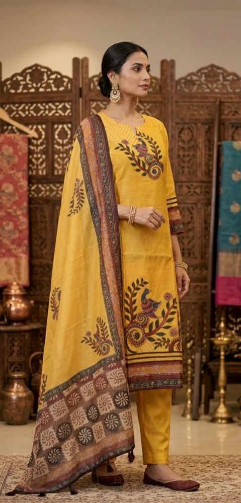 Mustard Yellow Chanderi Suit Set