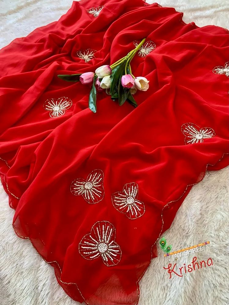 SOFT GEORGETTE WITH FULLY HANDWORK SAREE AT WHOLESALE PRICE