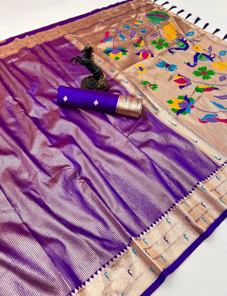 SOFT TISSUE SILK WEAVING PAITHANI HEAVY MINA ZARI WEAVING SAREE AT WHOLESALE PRICE