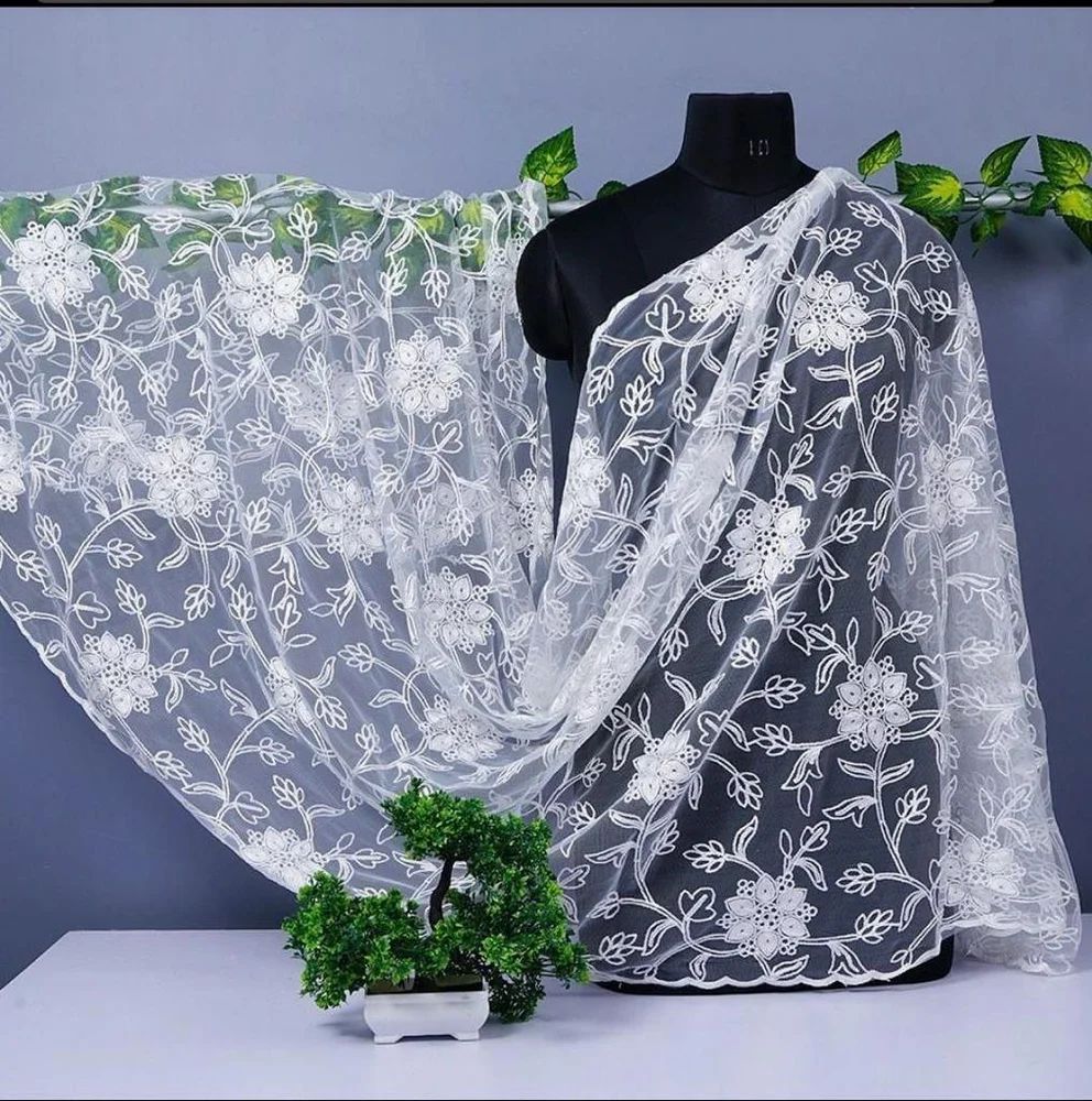 Net Dayeble Dupatta  Chain Stitched Work