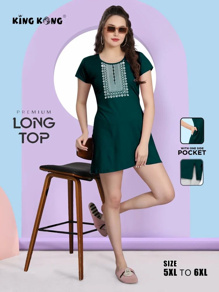 Stylish Plus Size Printed Long T-Shirt, Kurti, and 3/4 Sleeve Top for Women (Sizes 5XL-6XL)