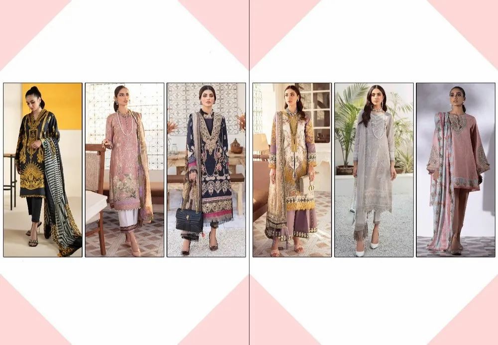 Printed Ishita House Factory Outlet New Lawn Cotton Pakistani Suite Pack Of 6