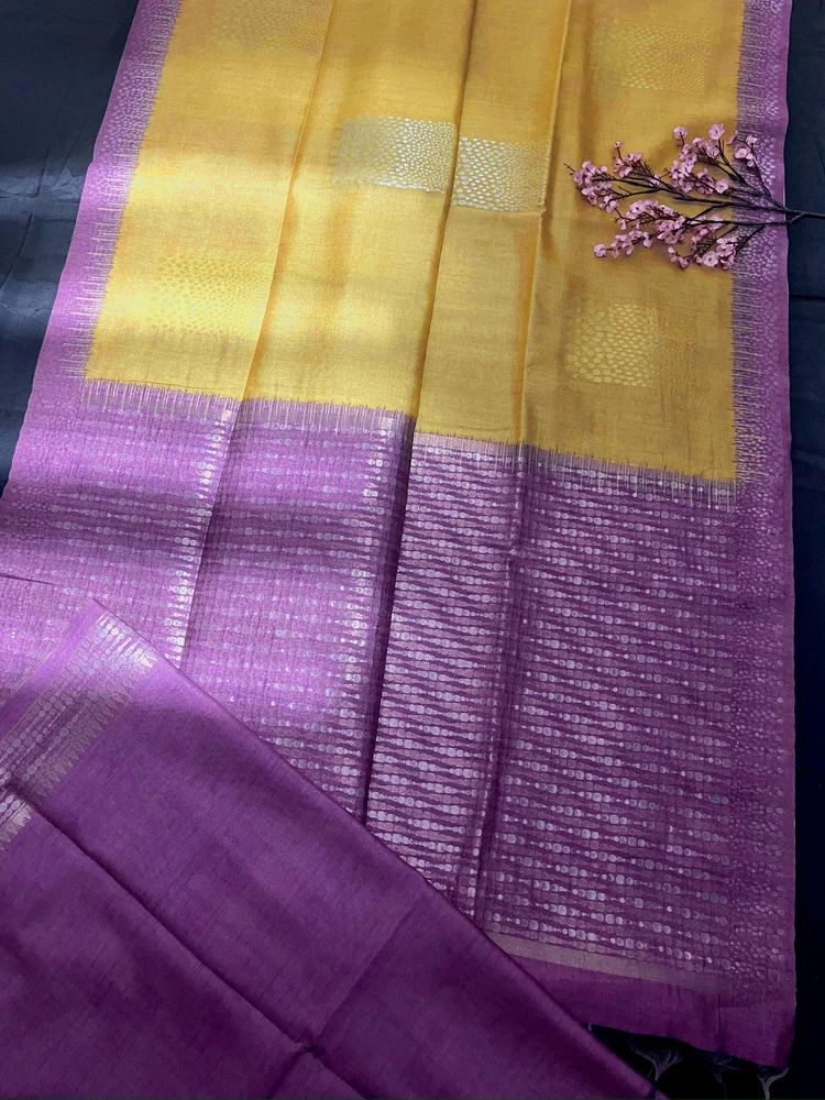 premium Soft Tussar silk saree with beautiful rich pallu